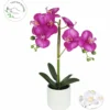 ORCHIDEE POT CERAMIQUE BLANC H.52CM BLANC ET FUCHSIA