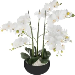 ORCHIDEE POT CERAMIQUE NOIR H.65CM