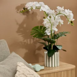 ORCHIDEE POT CERAMIQUE RAYE ASIA H.62CM