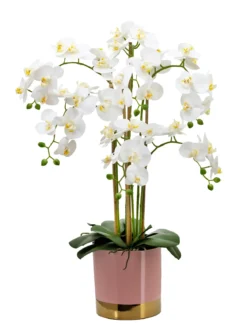ORCHIDEES GEANTES TOUCHER NATUREL X6 BRANCHES ROSE OR H.80CM