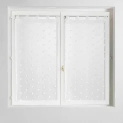 PAIRE DROITE PASSANTS 60X160CM VOILE POMPONS POMPINOU