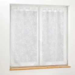PAIRE DROITE PASSANTS 60X160CM VOILE TISSE KARLA BLANC