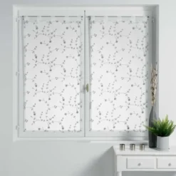 PAIRE DROITE PASSANTS 2X60X160CM PETITE FLEUR BLANC GRIS