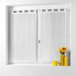 PAIRE DROITE PASSANTS 2X90X160CM VOILE LINAHE BLANC