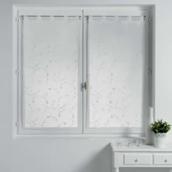 PAIRE DROITE PASSANTS 2X60X160CM VOILE SABLE PETITE FLEUR