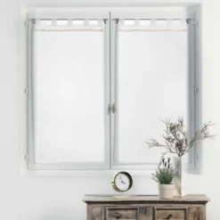 PAIRE DROITE PASSANTS 2X60X90CM VOILE CAMILLA BLANC