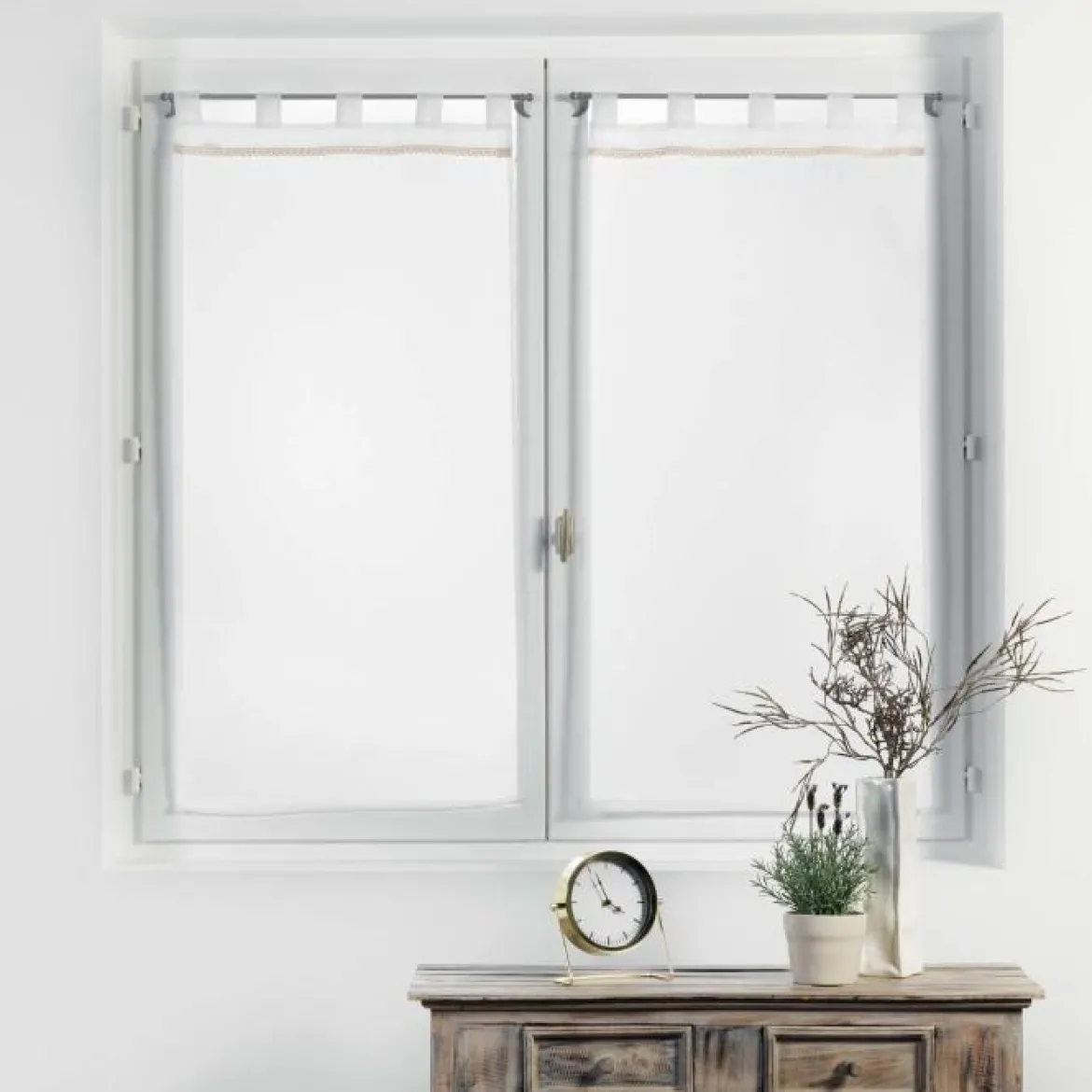 PAIRE DROITE PASSANTS 2X60X160CM VOILE CAMILLA BLANC