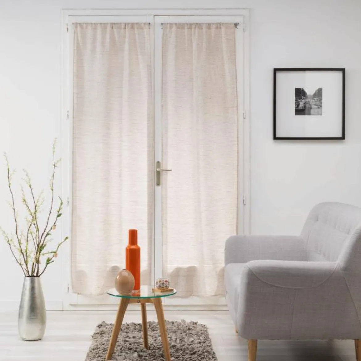 PAIRE DROITE PASSE TRINGLE 70X200CM VOILE MILZA BEIGE
