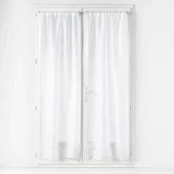 PAIRE DROITE PASSE TRINGLE 70X200CM VOILE SABLE LISSEA BLANC