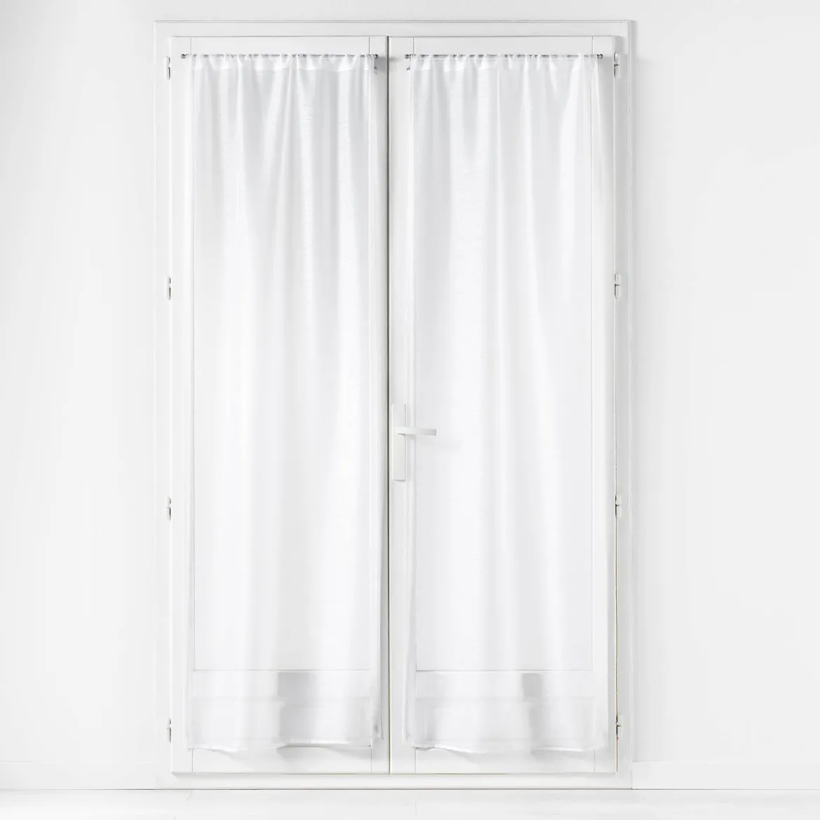 PAIRE DROITE PASSE TRINGLE 70X200CM VOILE SABLE LISSEA BLANC