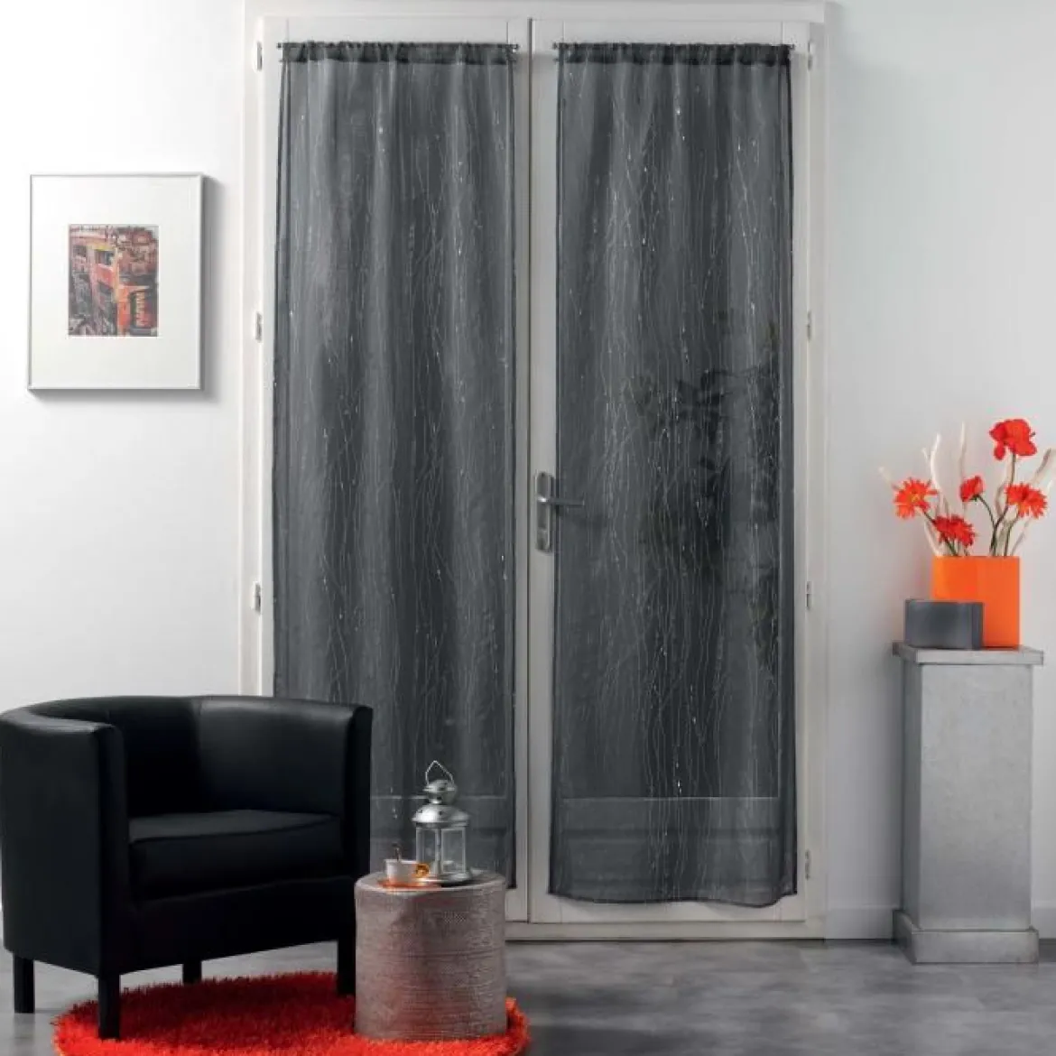 PAIRE DROITE PASSE TRINGLE 2X70X200CM FILIANE ANTHRAC