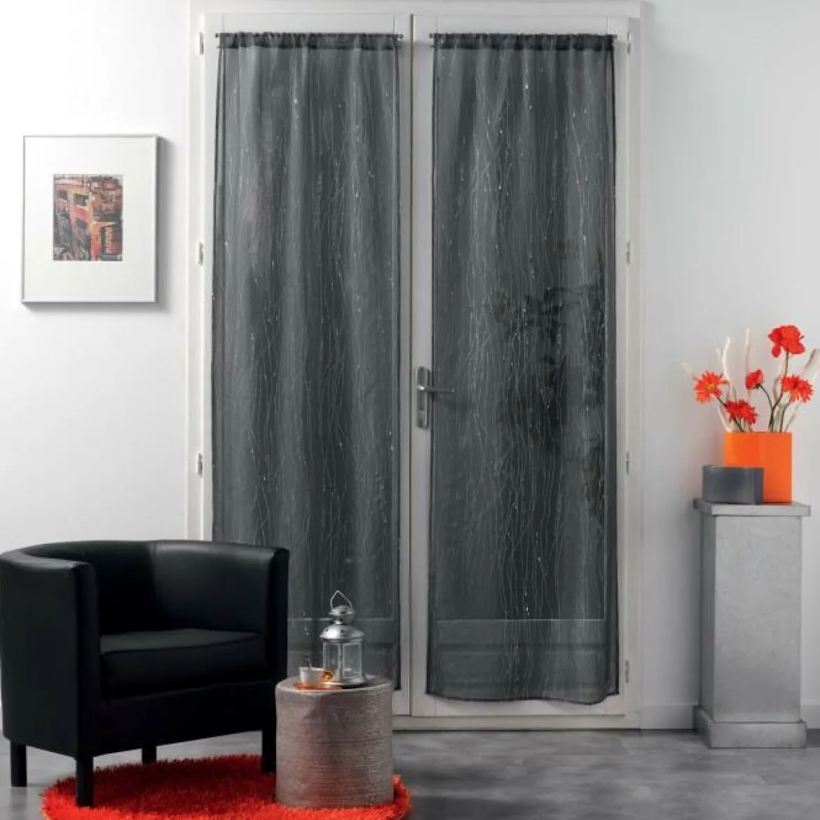 PAIRE DROITE PASSE TRINGLE 2X70X200CM FILIANE ANTHRAC