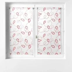 PAIRE DROITE PASSE TRINGLE 2X60X160CM BRODE HOOPS ROUGE