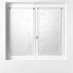 PAIRE DROITE PASSE TRINGLE 2X60X120CM BRODE HOOPS BLANC