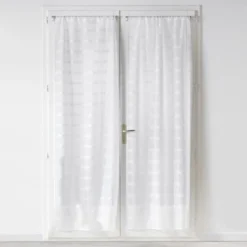 PAIRE DROITE TRINGLE 70X200CM VOILE SABLE CANDIDE BLANC
