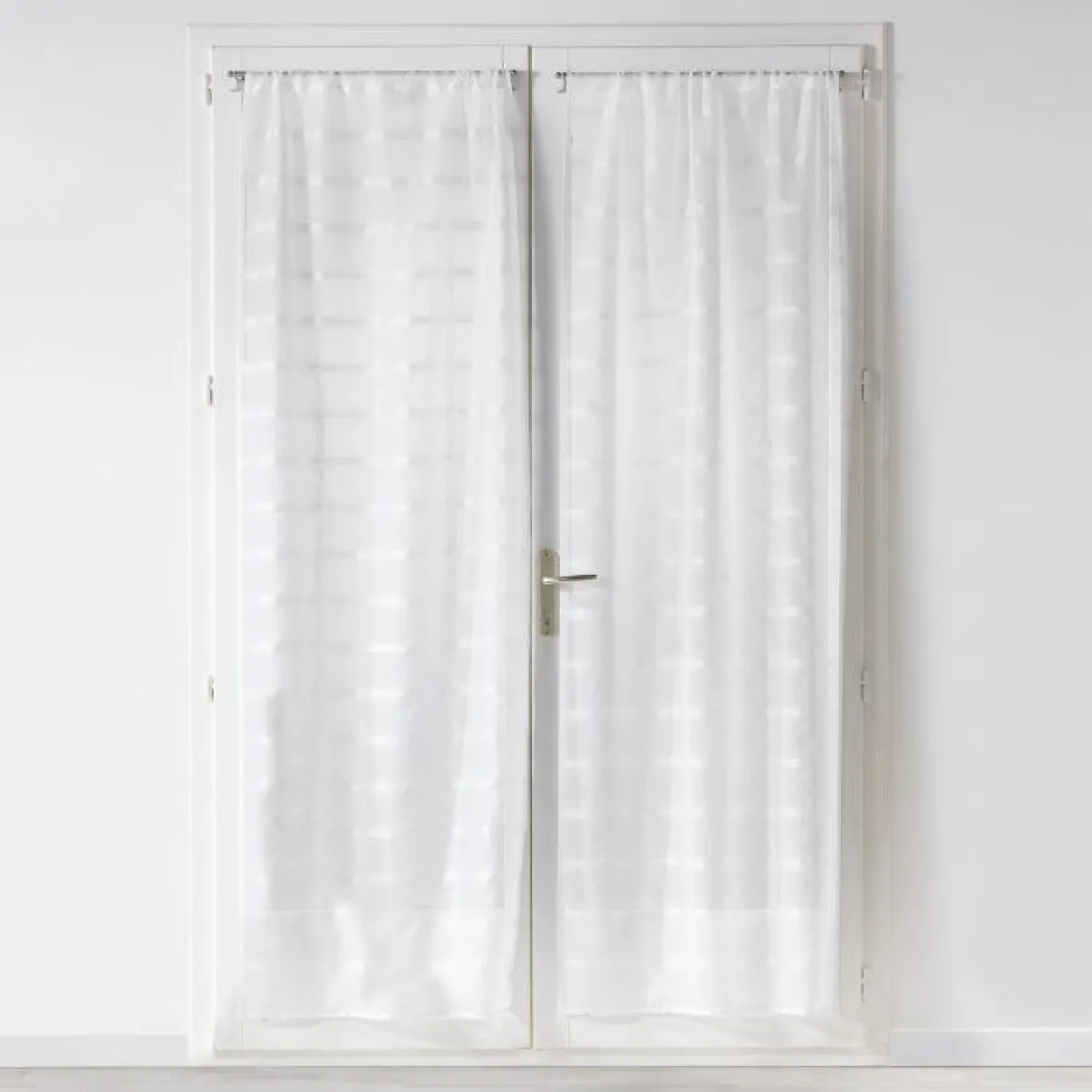 PAIRE DROITE TRINGLE 70X200CM VOILE SABLE CANDIDE BLANC