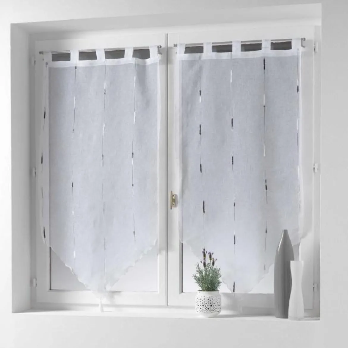 PAIRE POMPON PASSANTS 45X90CM CHENILLA GRIS