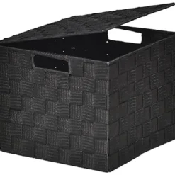 PANIER CARRE POLYESTER AVEC COUVERCLE NOIR TAILLE M