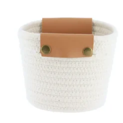 PANIER COTON AVEC POIGNEES BLANC 19X16CM