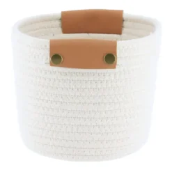 PANIER COTON AVEC POIGNEES BLANC 15X12CM