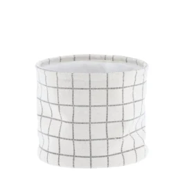PANIER COTON IMPRIME MOTIF CARRE NATUREL 19X16CM