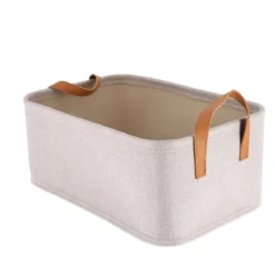 PANIER DE RANGEMENT POLYESTER EVA 39X27X17CM BEIGE