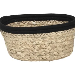PANIER OVAL COTON MATIERE VEGETALE 21X16X9CM NOIR