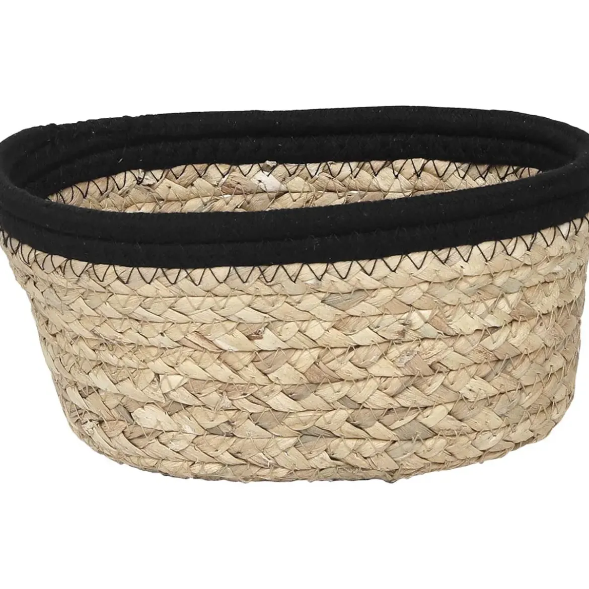 PANIER OVAL COTON MATIERE VEGETALE 21X16X9CM NOIR