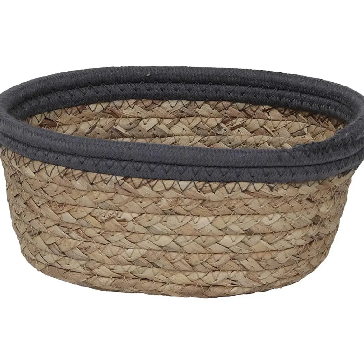 PANIER OVAL COTON MATIERE VEGETALE 21X16X9CM GRIS