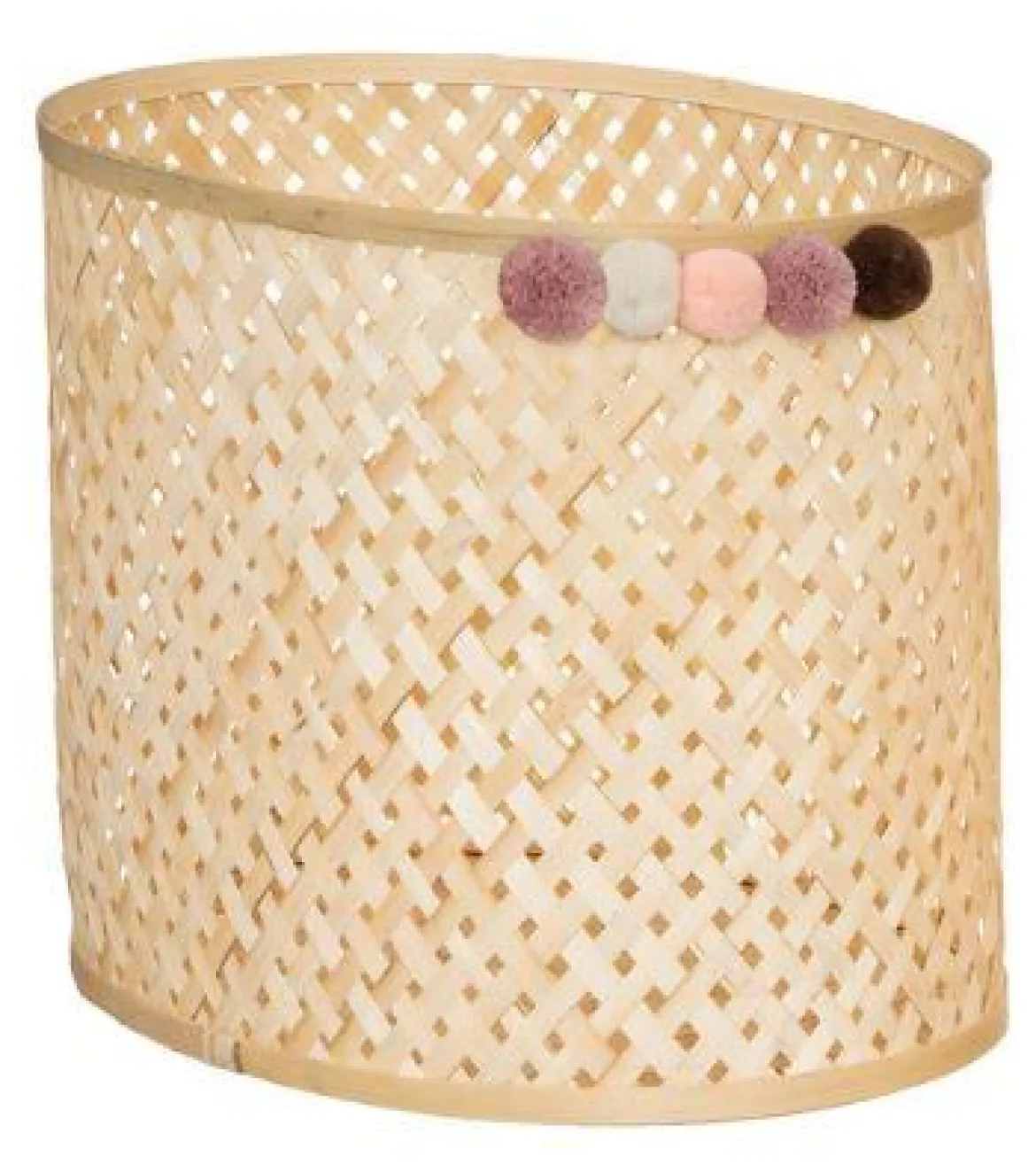 PANIER BAMBOU CAMPAGNE POMPON D.38.5X27X30CM