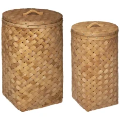 PANIER BOIS CLAIR LINGE D.31X54.5CM
