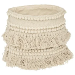 PANIER COTON SEA VIEW FRANGE IVOIRE D.25X25CM