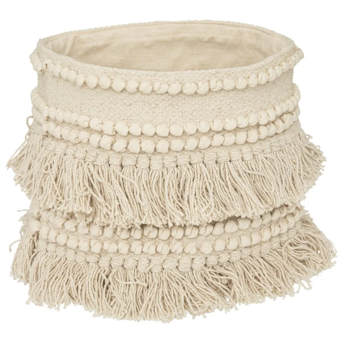 PANIER COTON SEA VIEW FRANGE IVOIRE D.25X25CM