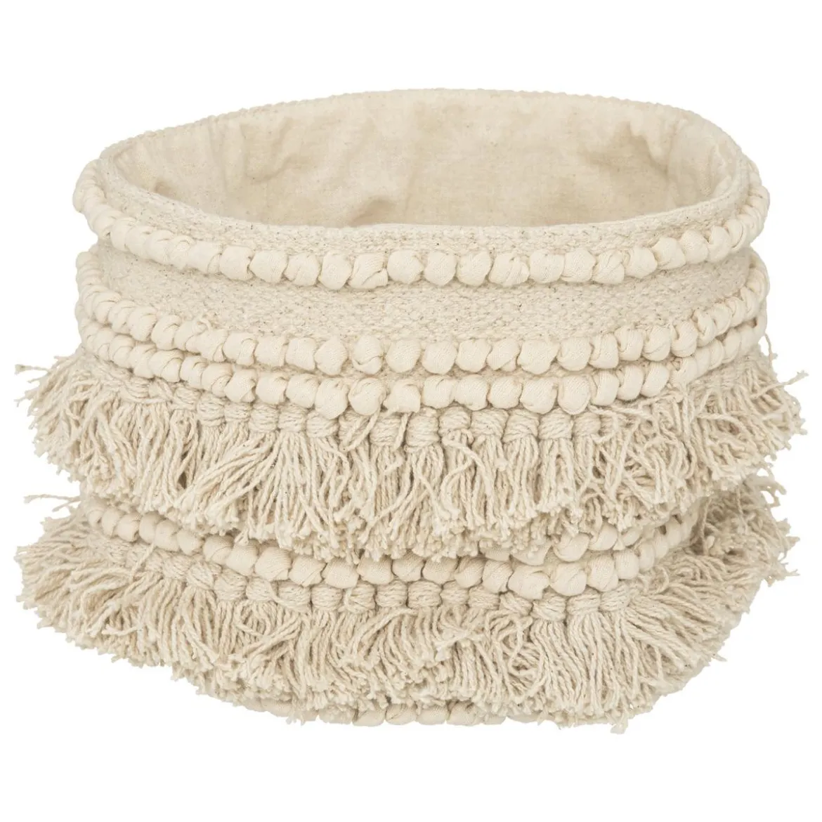 PANIER COTON SEA VIEW FRANGE IVOIRE D.25X25CM
