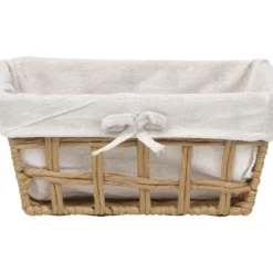 PANIERE PAPIER TRESSE RECTANGLE 28X20X13CM NATUREL TISSU LIN