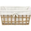 PANIERE PAPIER TRESSE RECTANGLE 35X28X17CM NATUREL TISSU LIN