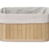 PANIERE PETIT MODELE 22X16CM BAMBOU NATUREL TISSU LIN