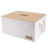 PANIERE RECTANGLE EN POLY COUV BAMBOU 35X28X17.5CM BLANC