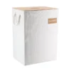PANIERE RECTANGLE EN POLY COUV BAMBOU 34X26X48CM BLANC