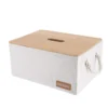 PANIERE RECTANGLE EN POLY COUV BAMBOU 32X24X15.5CM BLANC