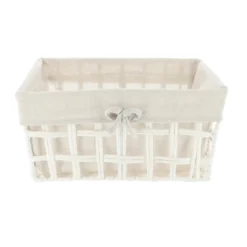 PANIERE RECTANGLE EVASEE 35X28X17CM BLANC LIN