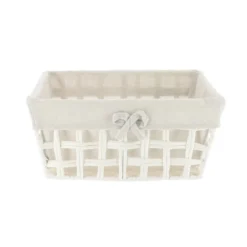 PANIERE RECTANGLE EVASEE 32X24X15CM BLANC LIN