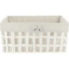 PANIERE RECTANGLE 40X23X19CM BLANC TISSU LIN
