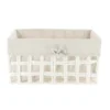 PANIERE RECTANGLE 35X20X18CM BLANC TISSU LIN