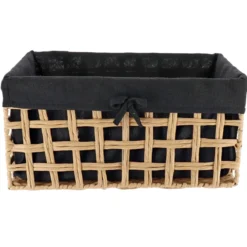 PANIERE RECTANGLE 40X23X19CM NATUREL TISSU NOIR