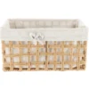 PANIERE RECTANGLE 40X23X19CM NATUREL TISSU LIN