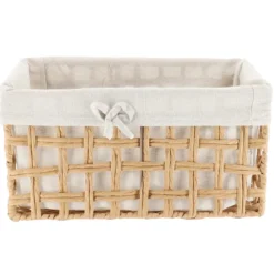 PANIERE RECTANGLE 40X23X19CM NATUREL TISSU LIN
