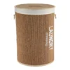 PANIERE RONDE BAMBOU AVEC COUV 42X58CM NATUREL ET BLANC