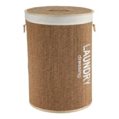 PANIERE RONDE BAMBOU AVEC COUV 42X58CM NATUREL ET BLANC