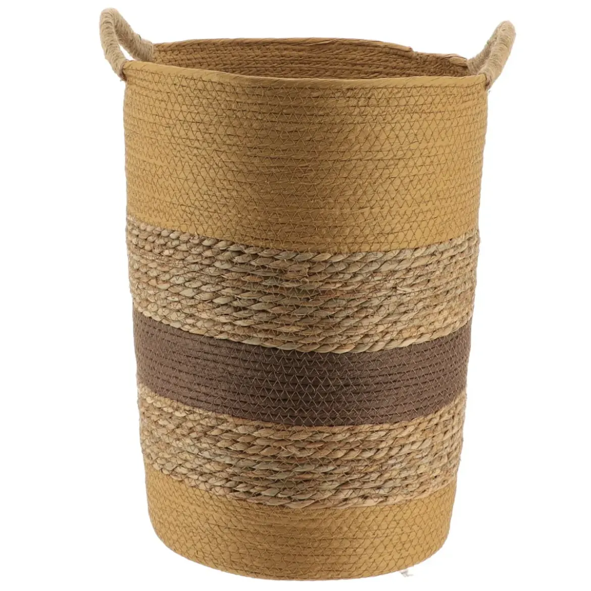 PANIERE RONDE MATIERE VEGETALE ET PAPIER 35X45CM CAMEL